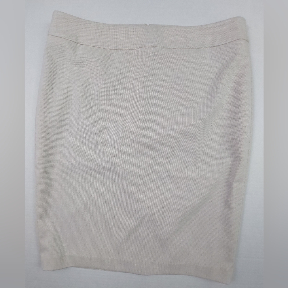 Ann Taylor Factory Pencil Skirt Womens 12 Cream Knee Length Stretch NWT $79.99